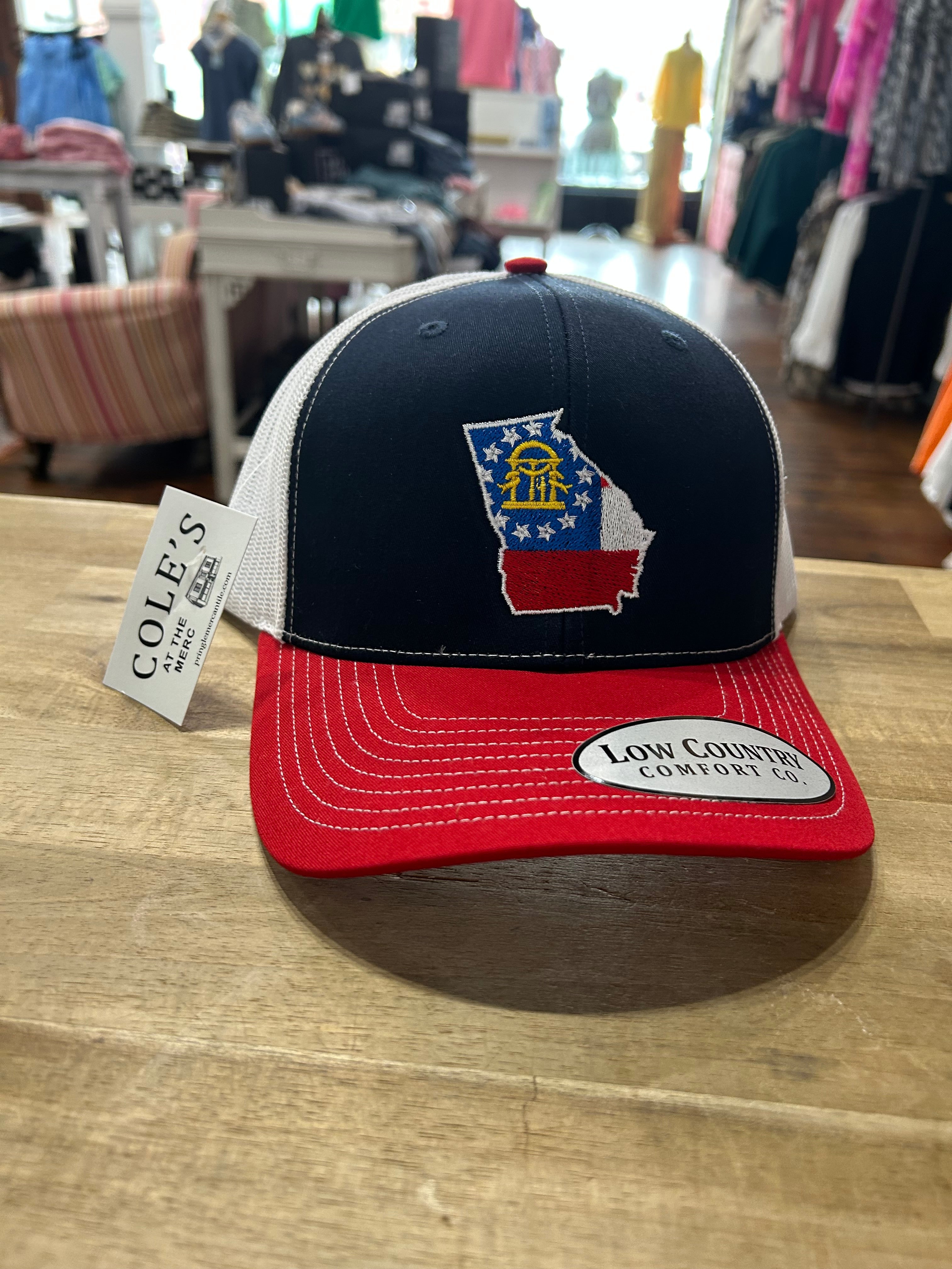 Ga Flag Navy/Red/White Trucker Hat