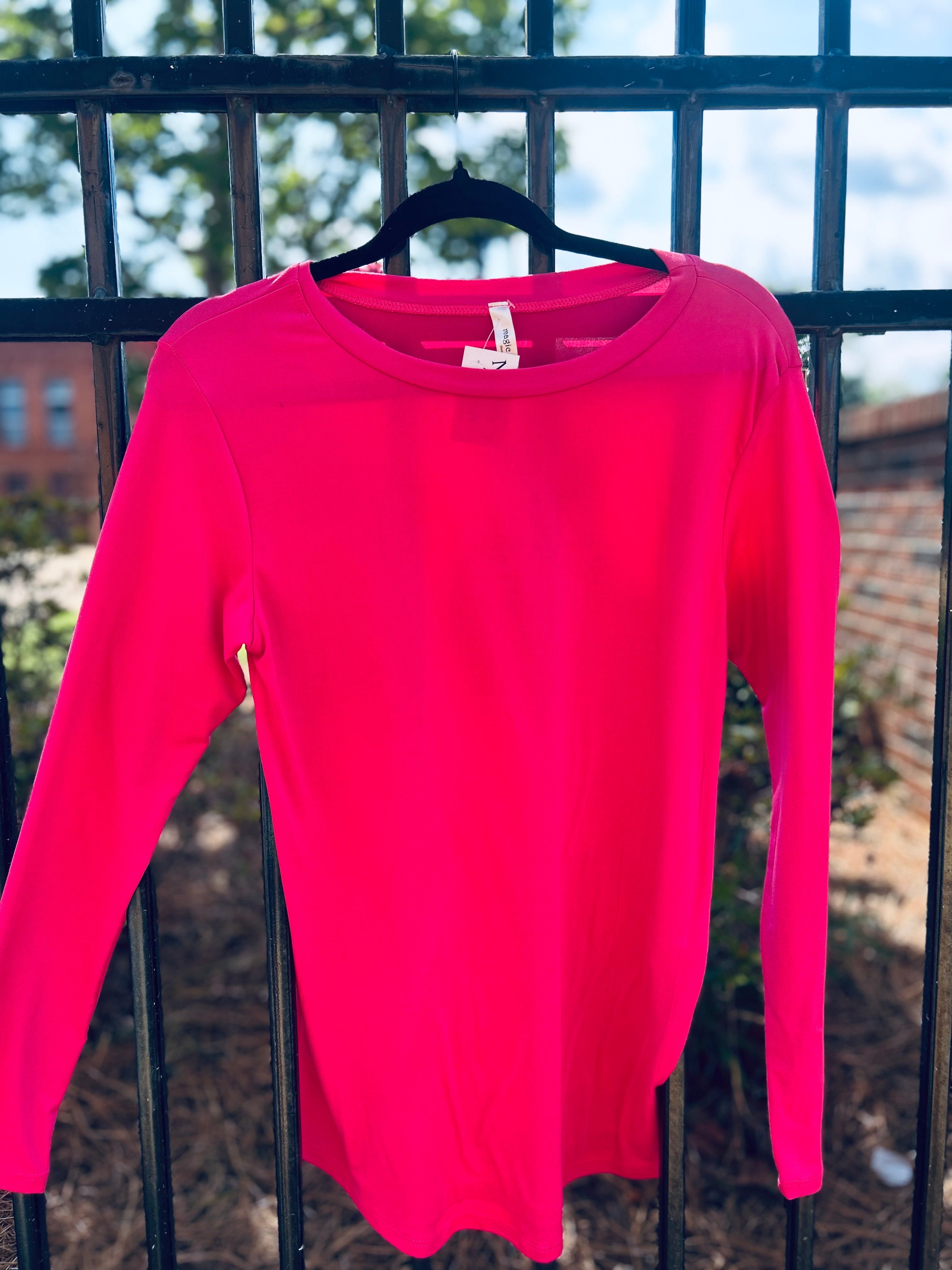 Rounded Bottom Solid Basic Long Sleeve
