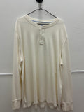M LS Riveroak Rib Knit Henley Sand White