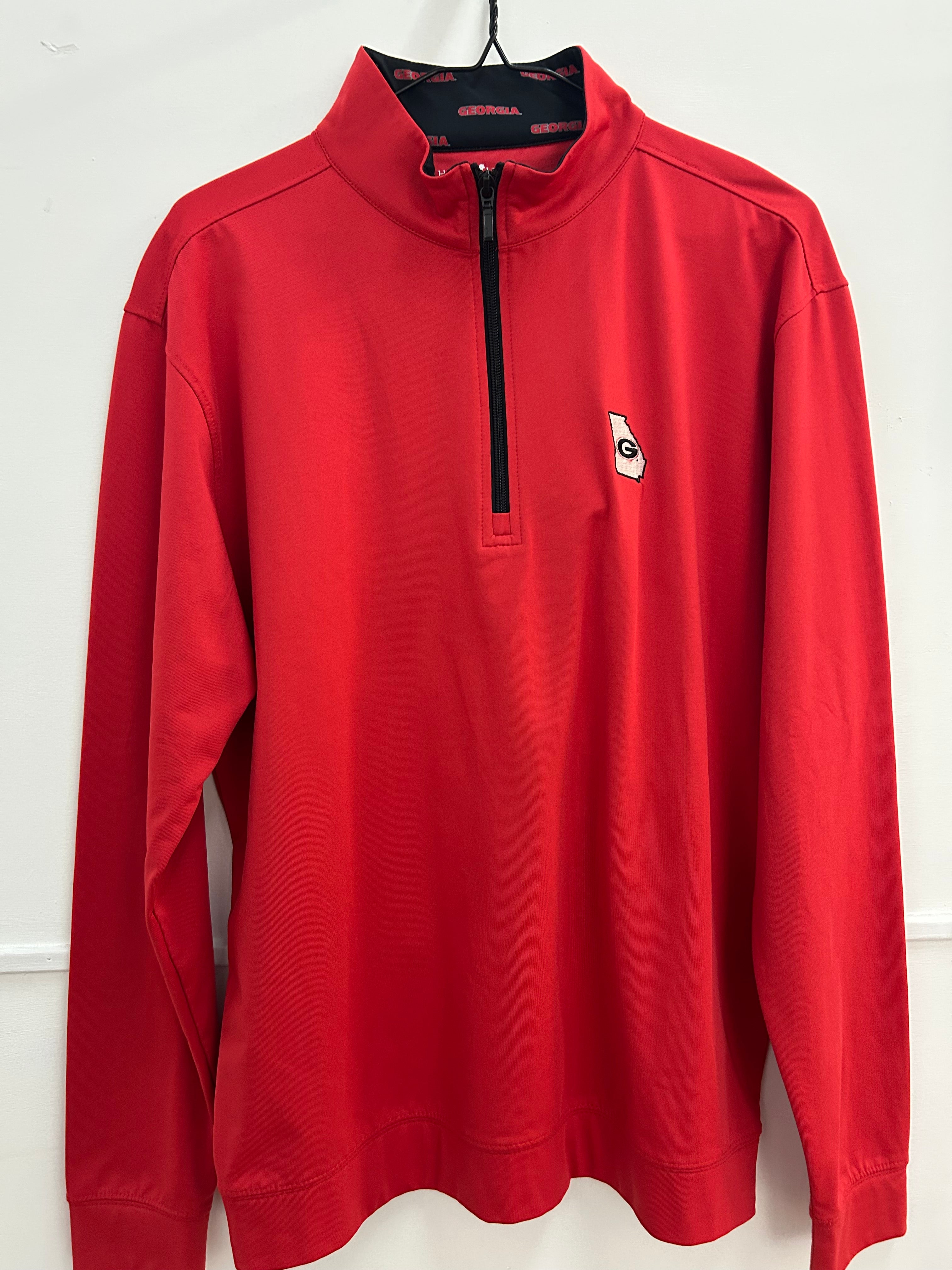 CHARCOAL/RED QUARTER ZIP PERF U