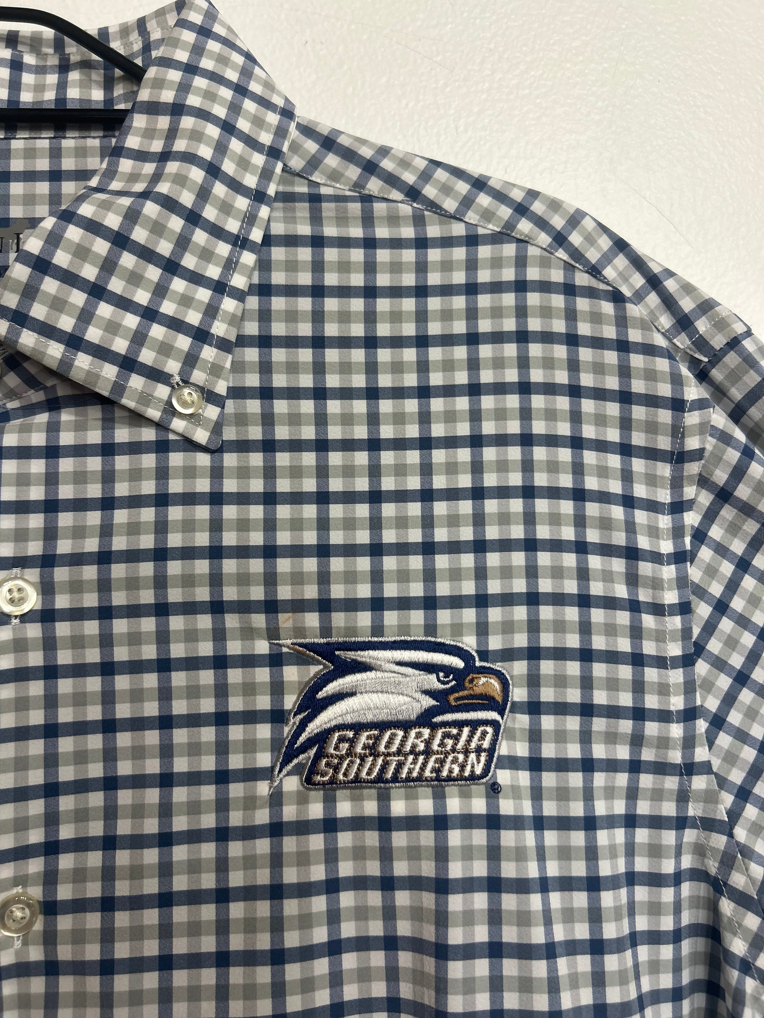 Button up long sleeve Gsu navy/grey