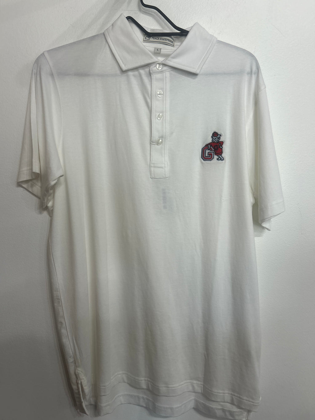 UGA Leaning Dawg Solid Cotton Lyocell Polo White