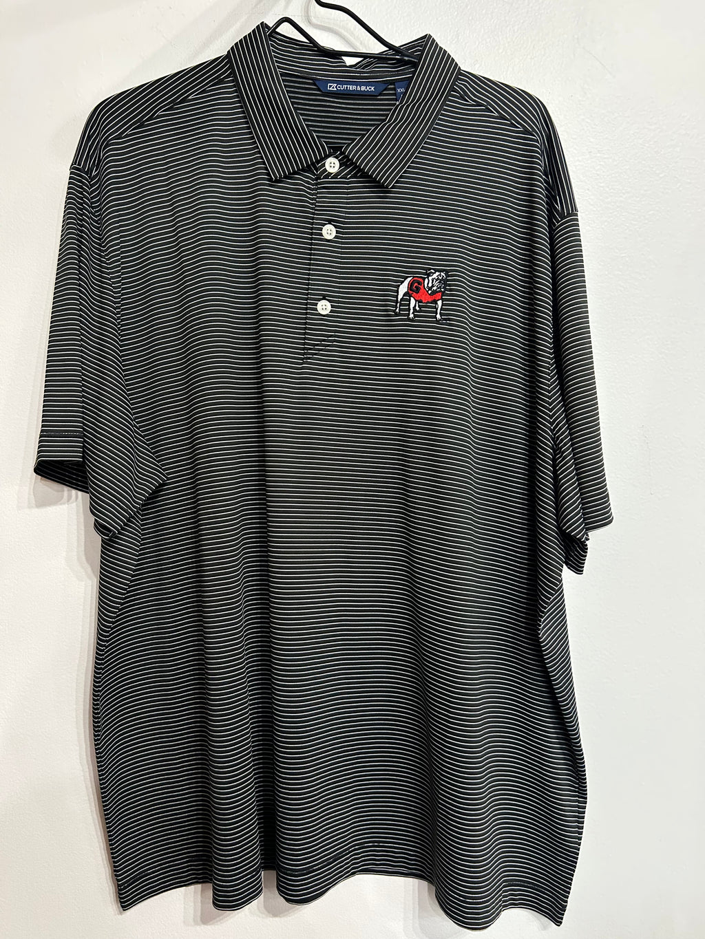 Forge eco recycled line stripe polo UGA black & white