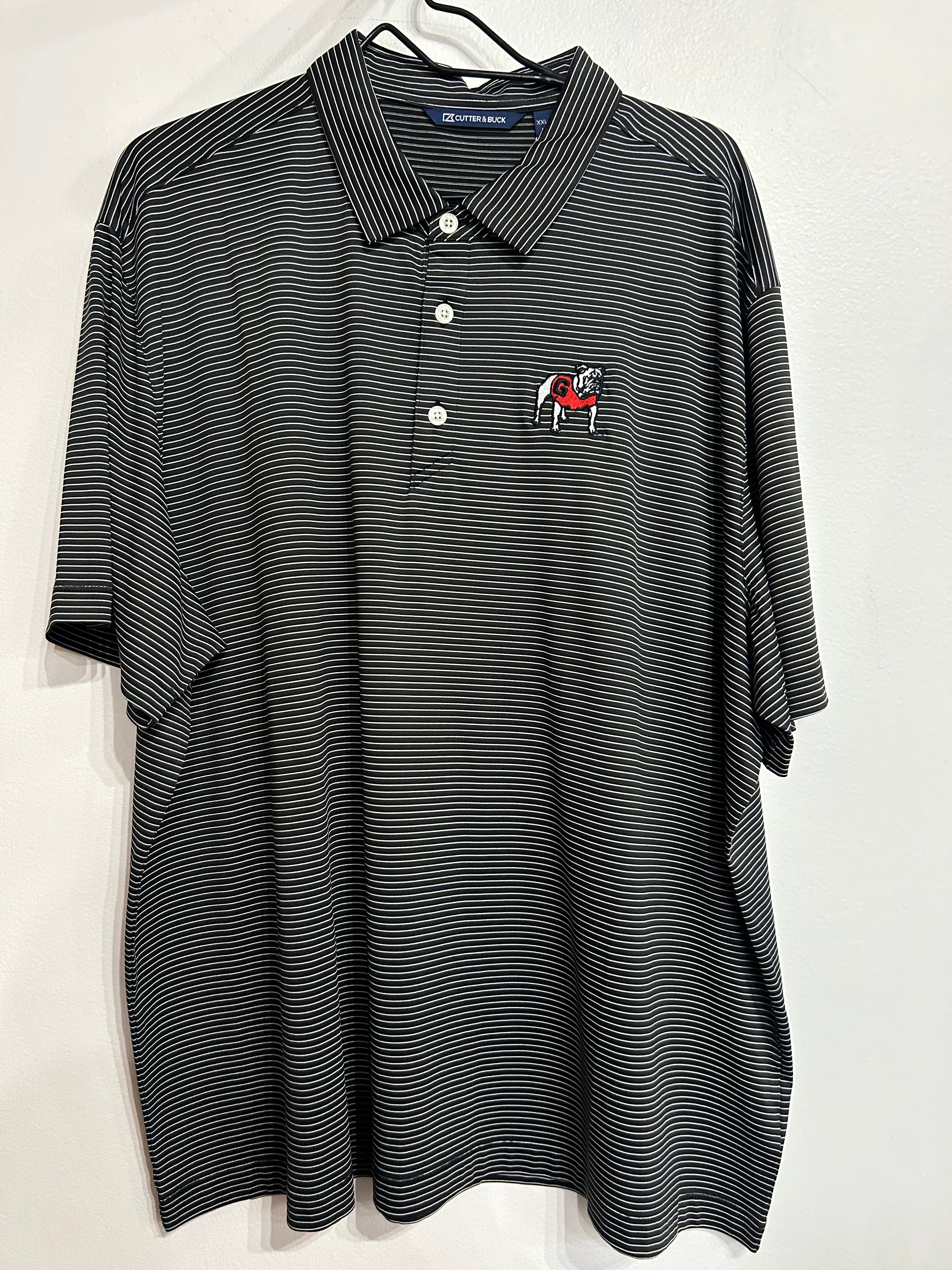 Forge eco recycled line stripe polo UGA black & white