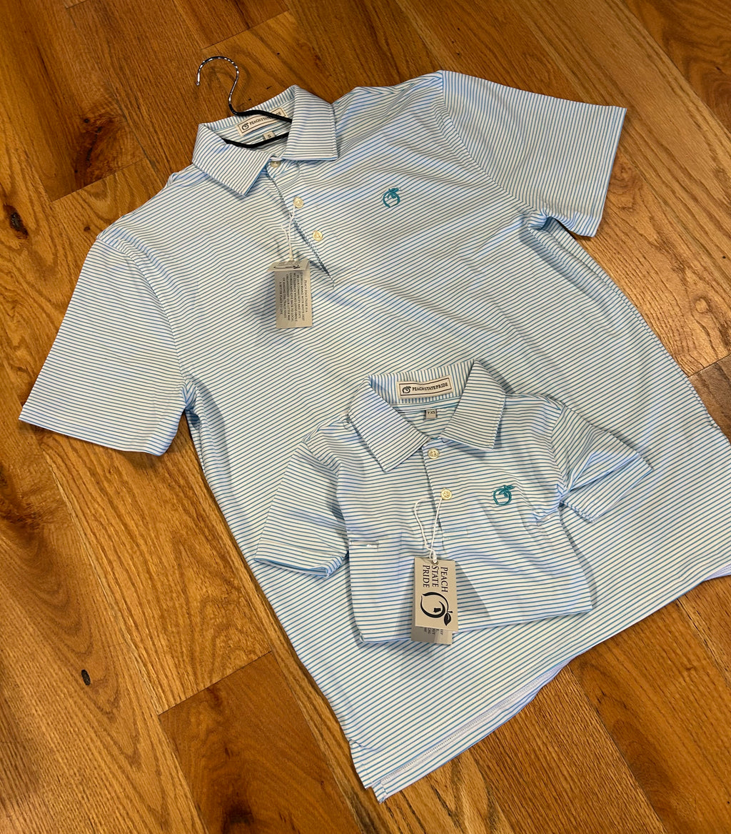 Youth Heathered Drift Perf Polo- Horizon Blue