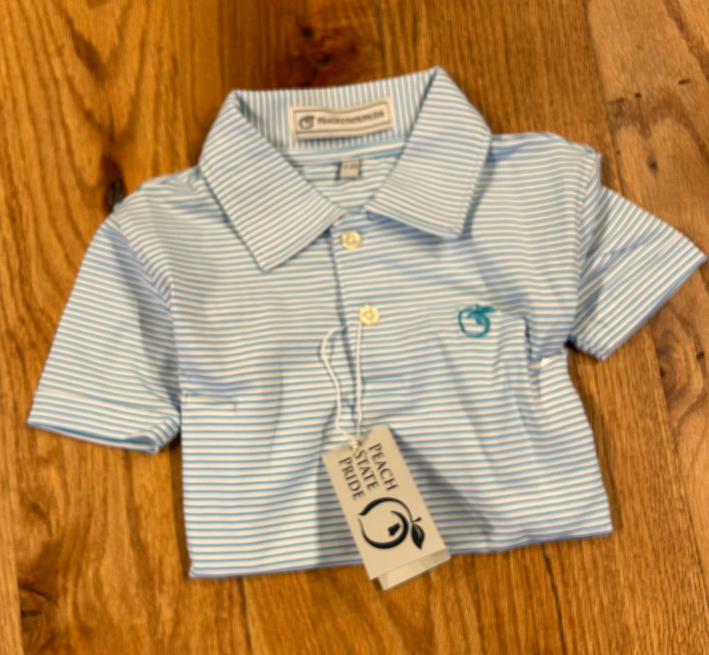 Youth Heathered Drift Perf Polo- Horizon Blue