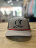 Original GA Peach Mesh Back Trucker w/ rope - ash gray & red