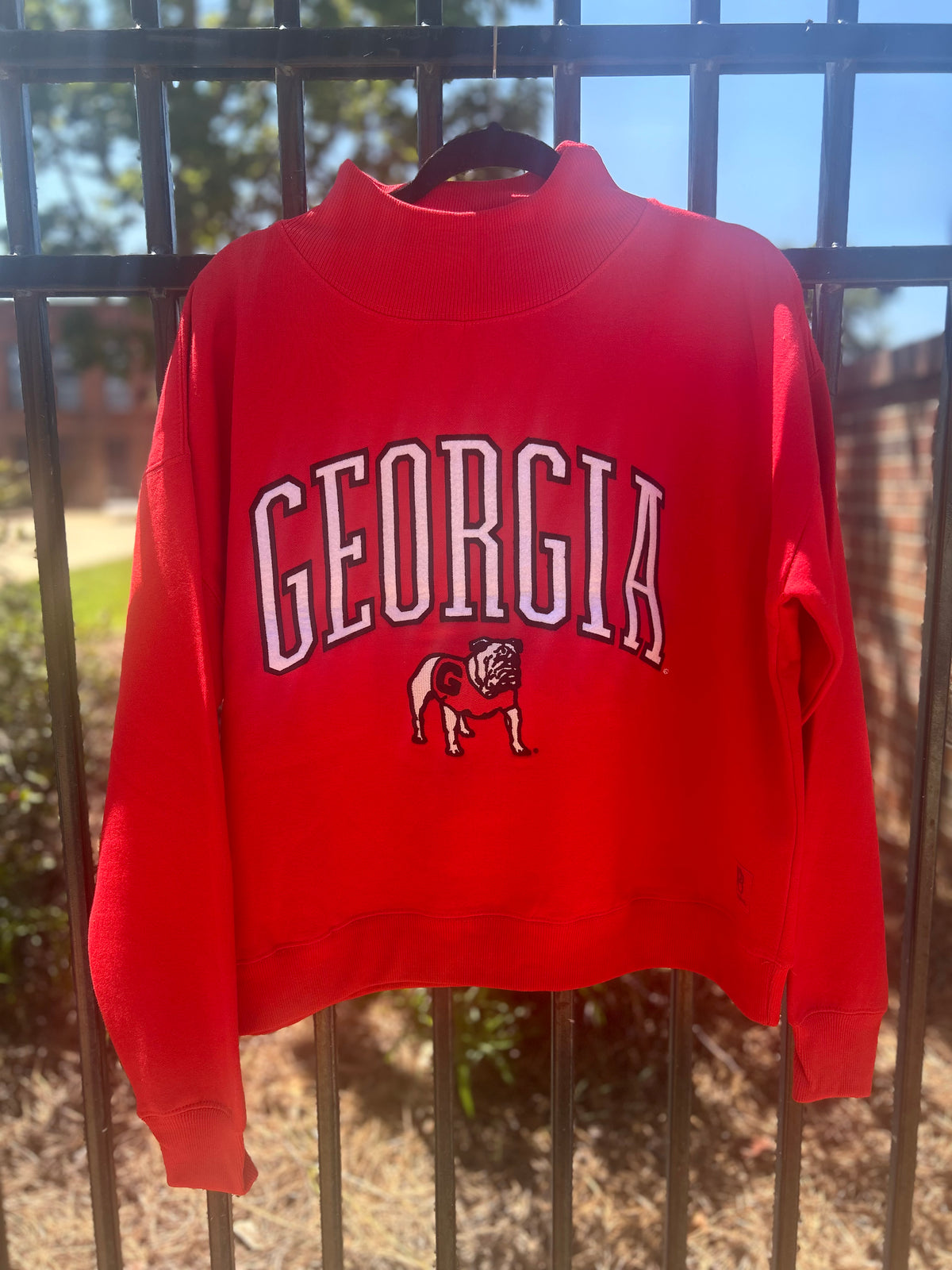 Georgia LS Mock-Crew Oversized Fleece/Red