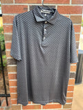 Gridiron Patterned Perf Polo Back Yoke-Gray & Black