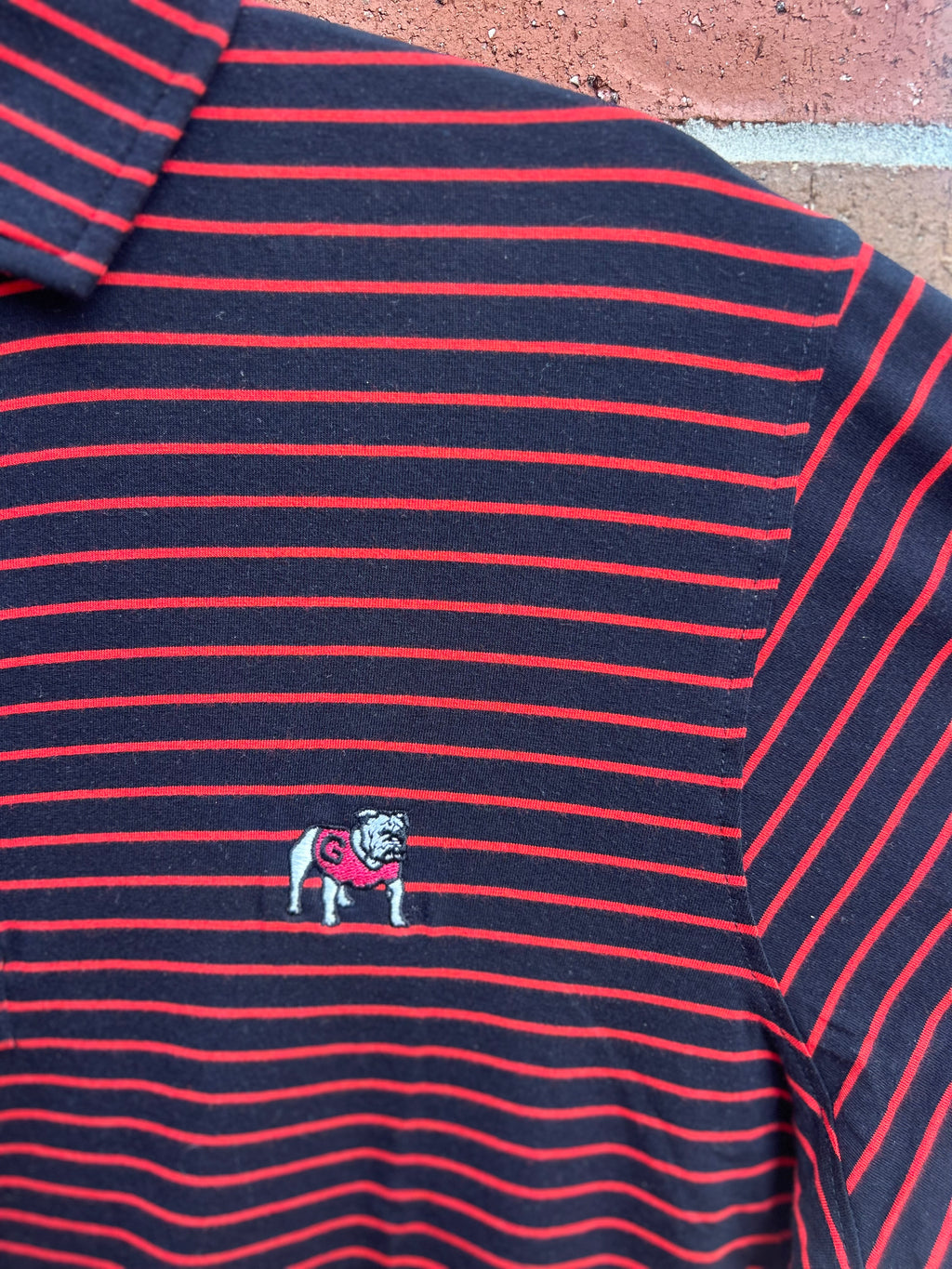 UGA Standing Dawg Gaura Cotton Lyocell Polo-Red & Black