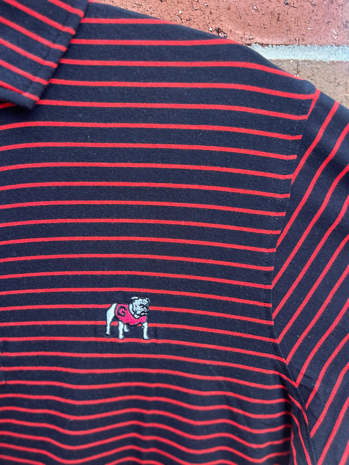 UGA Standing Dawg Gaura Cotton Lyocell Polo-Red & Black