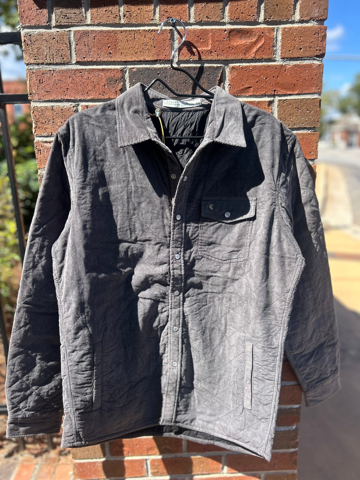 Corduroy Quilted Shacket - Midnight Ash