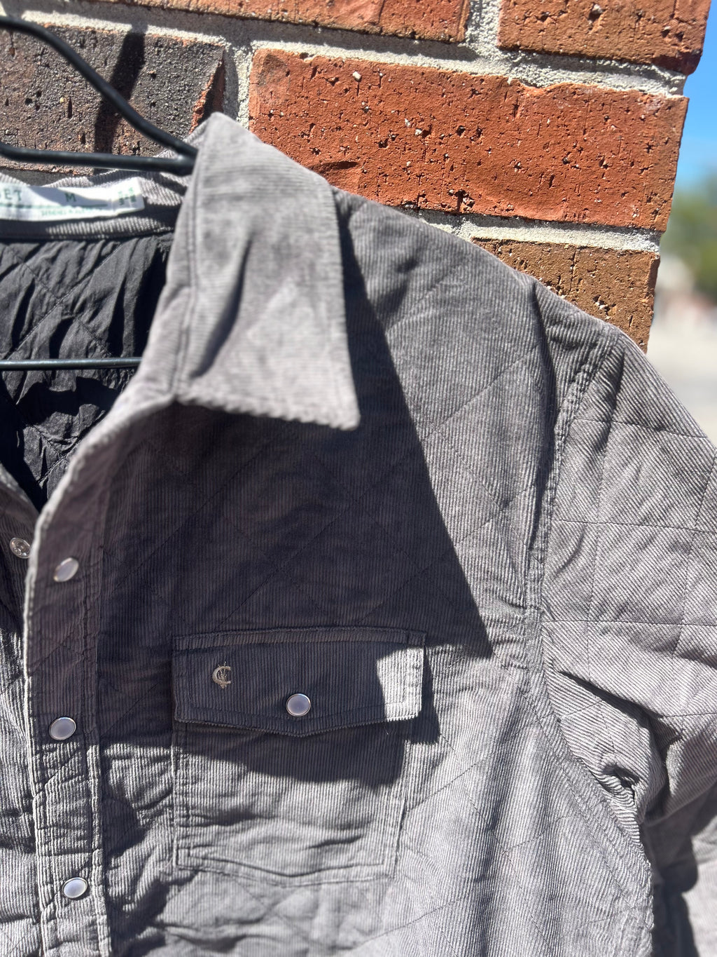 Corduroy Quilted Shacket - Midnight Ash
