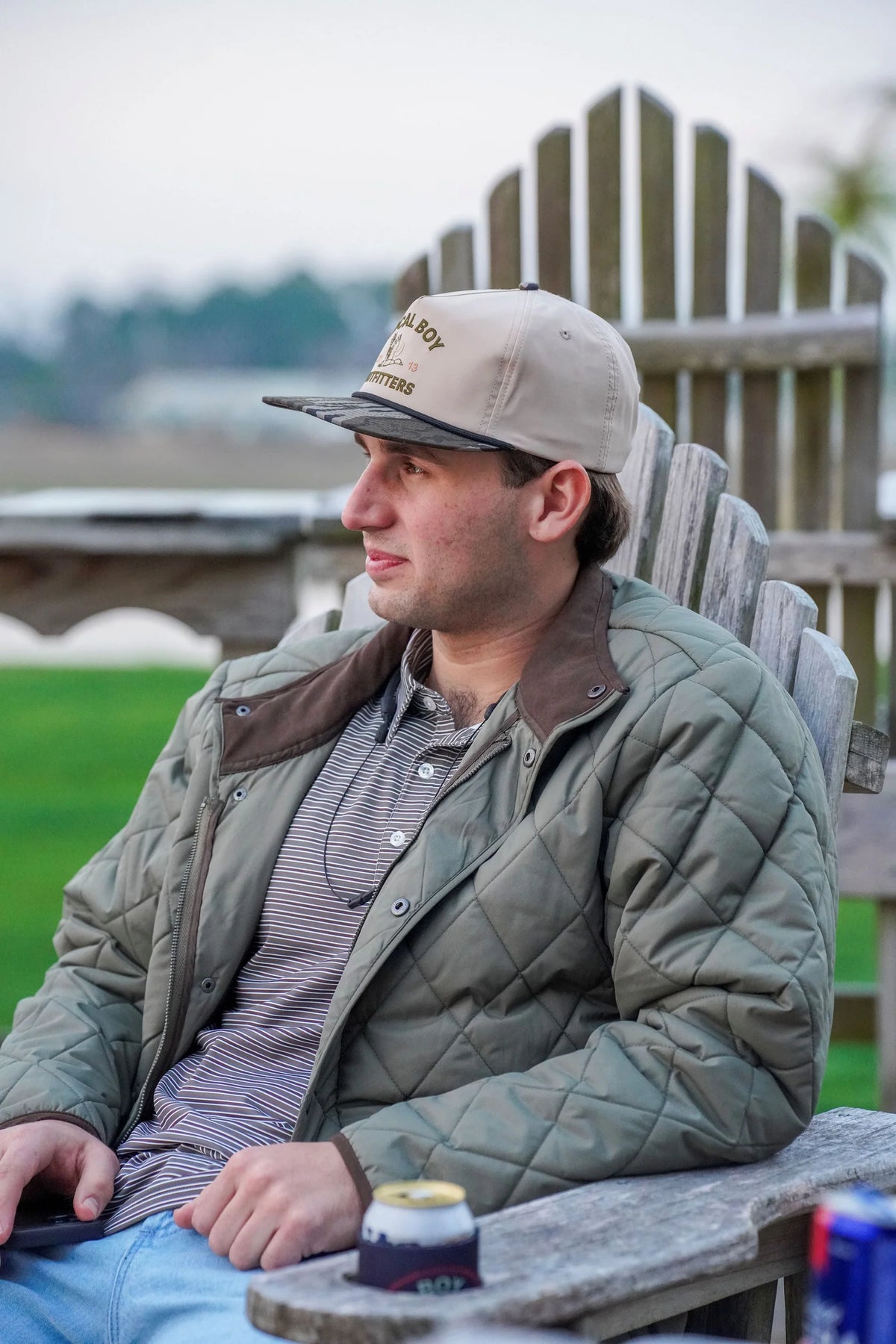 Diamond Quilted Jacket-Moss Green