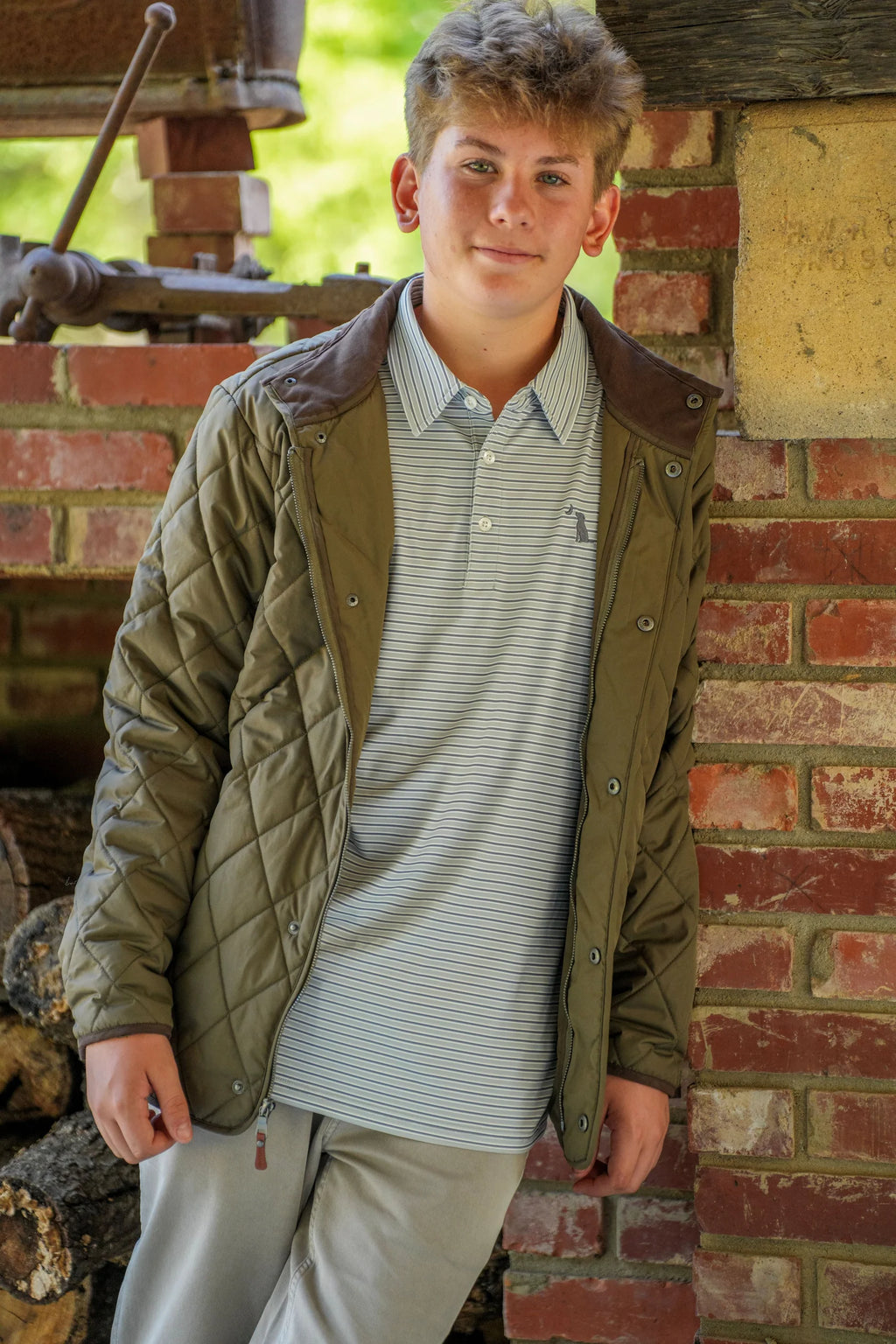 Diamond Quilted Jacket-Moss Green