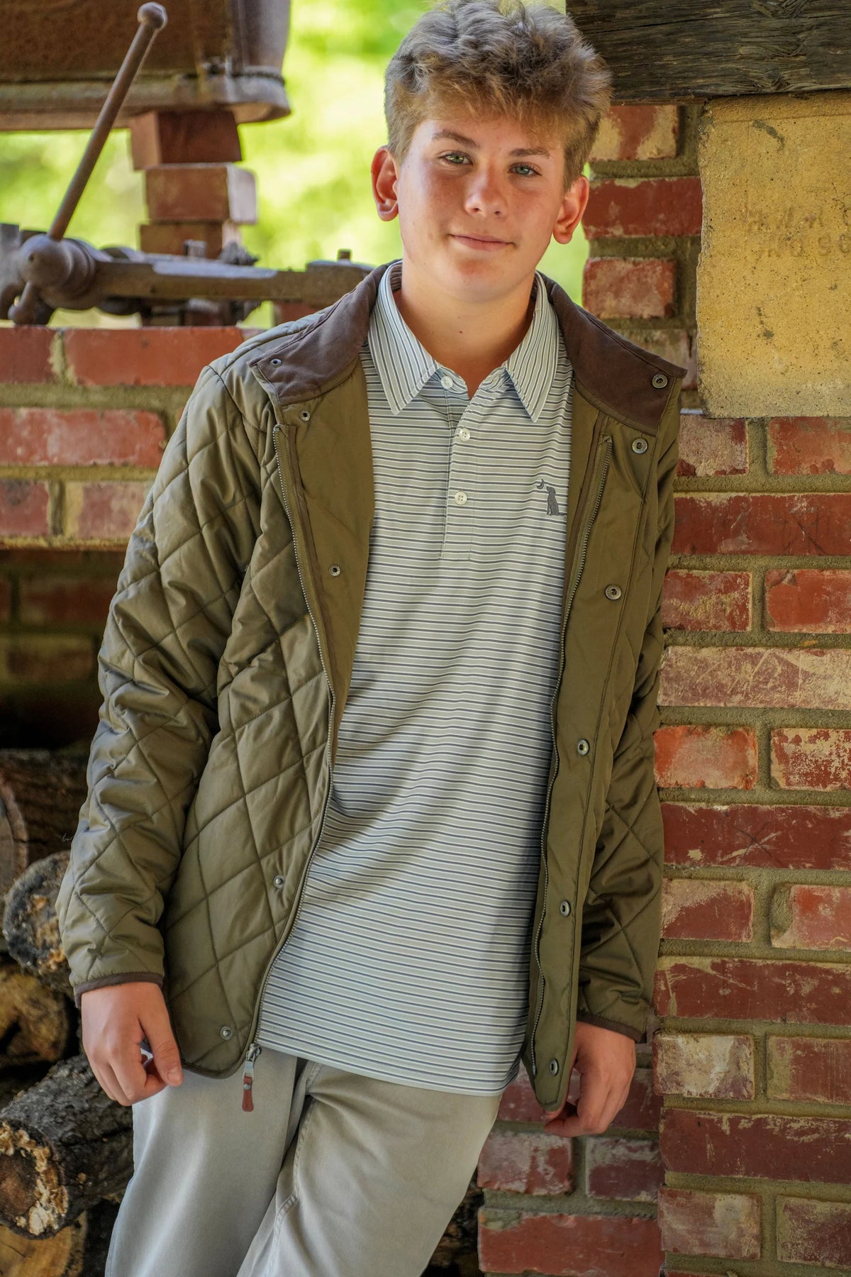 Diamond Quilted Jacket-Moss Green