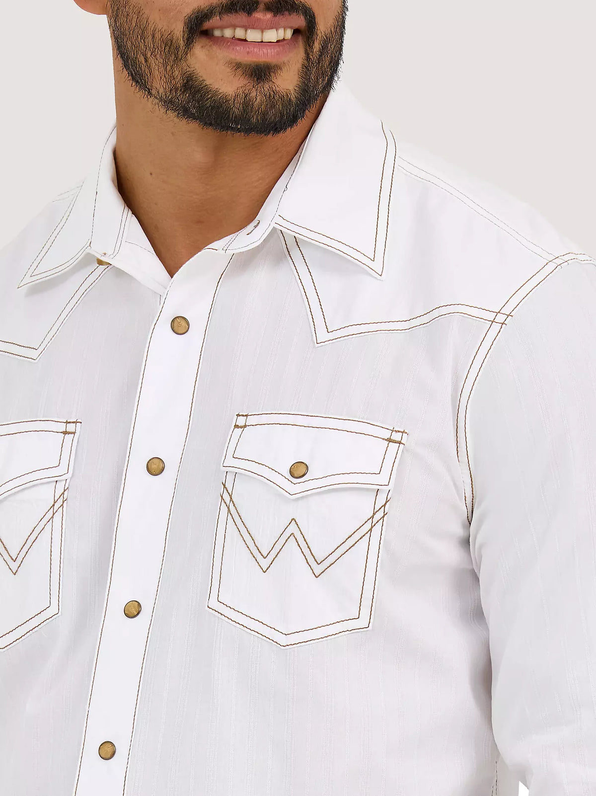 Wrangler Mens Retro LS Western Snap Solid Dobby Shirt