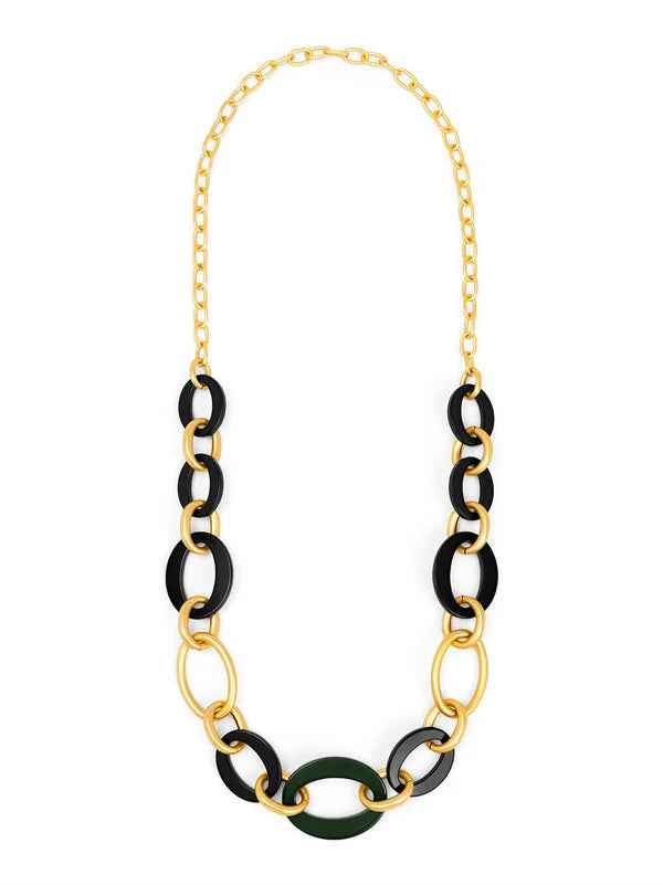 Resign Oval Link Matte Gold  Long Necklace-Della