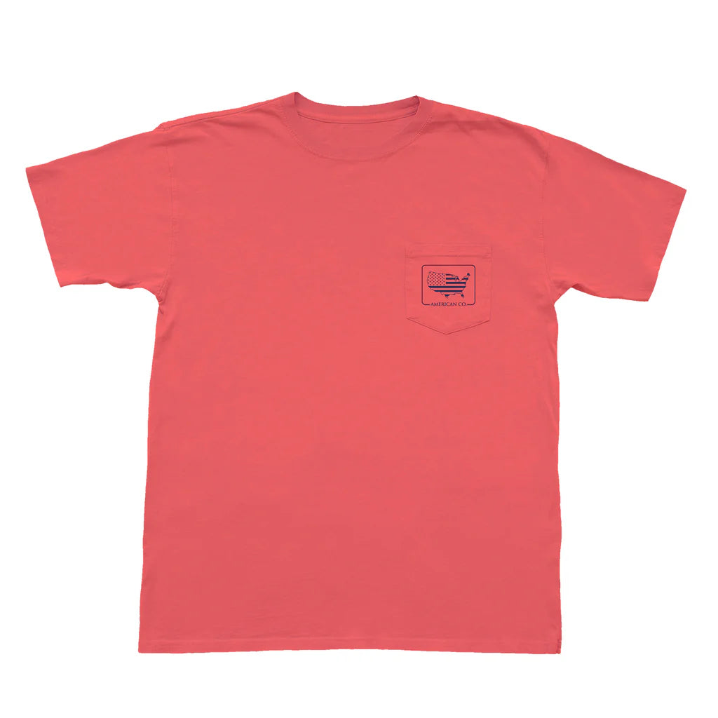 American Co Reagan- True American SS Pocket Tee- Weathered Nantuckett Red
