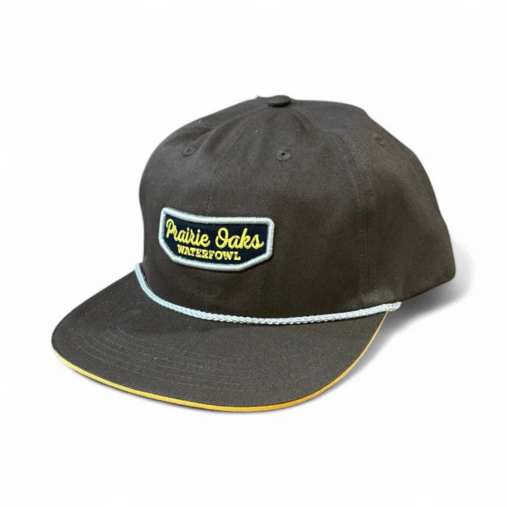 Cursive Patch Rope Hat - Brown