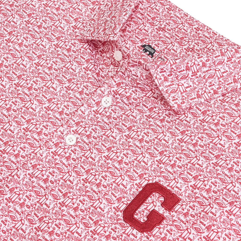 UGA Icons Printed Perf. Polo - White