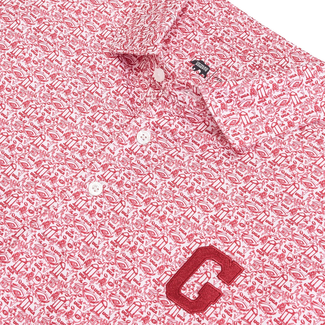 UGA Icons Printed Perf. Polo - White