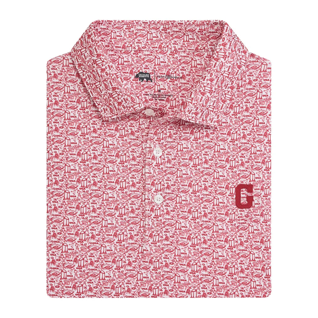 UGA Icons Printed Perf. Polo - White