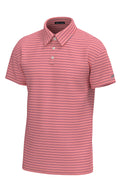 Bayside Stripe Performance Polo- coral/white
