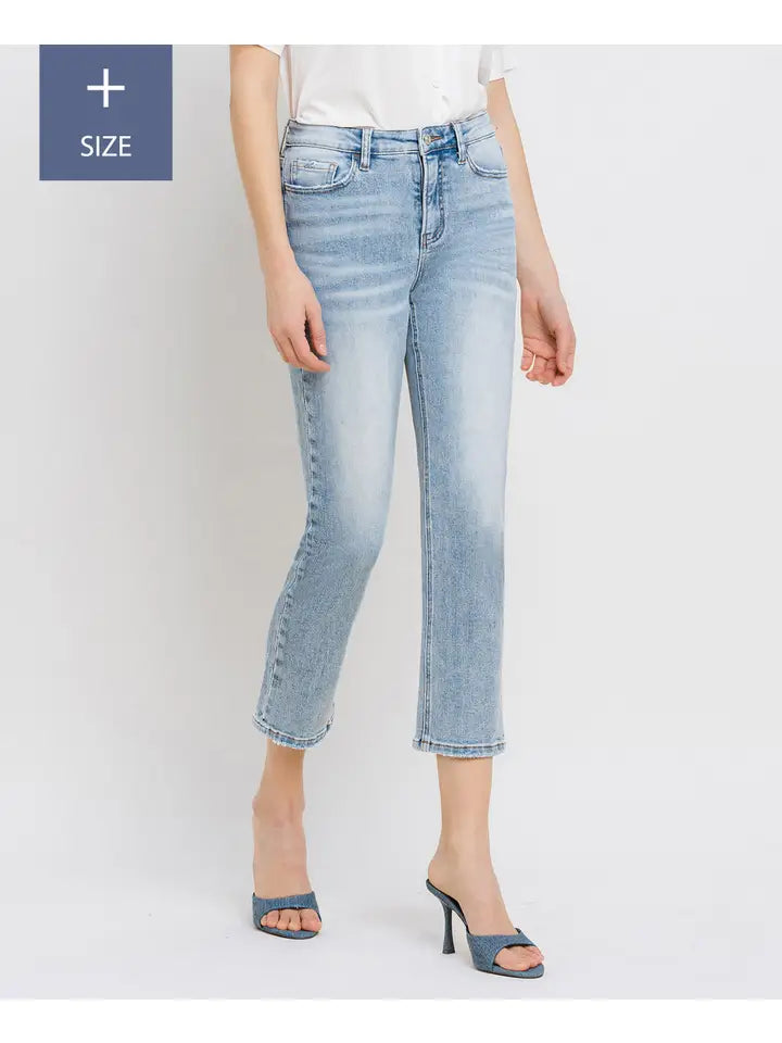 High Rise Crop Straight Jean - light wash
