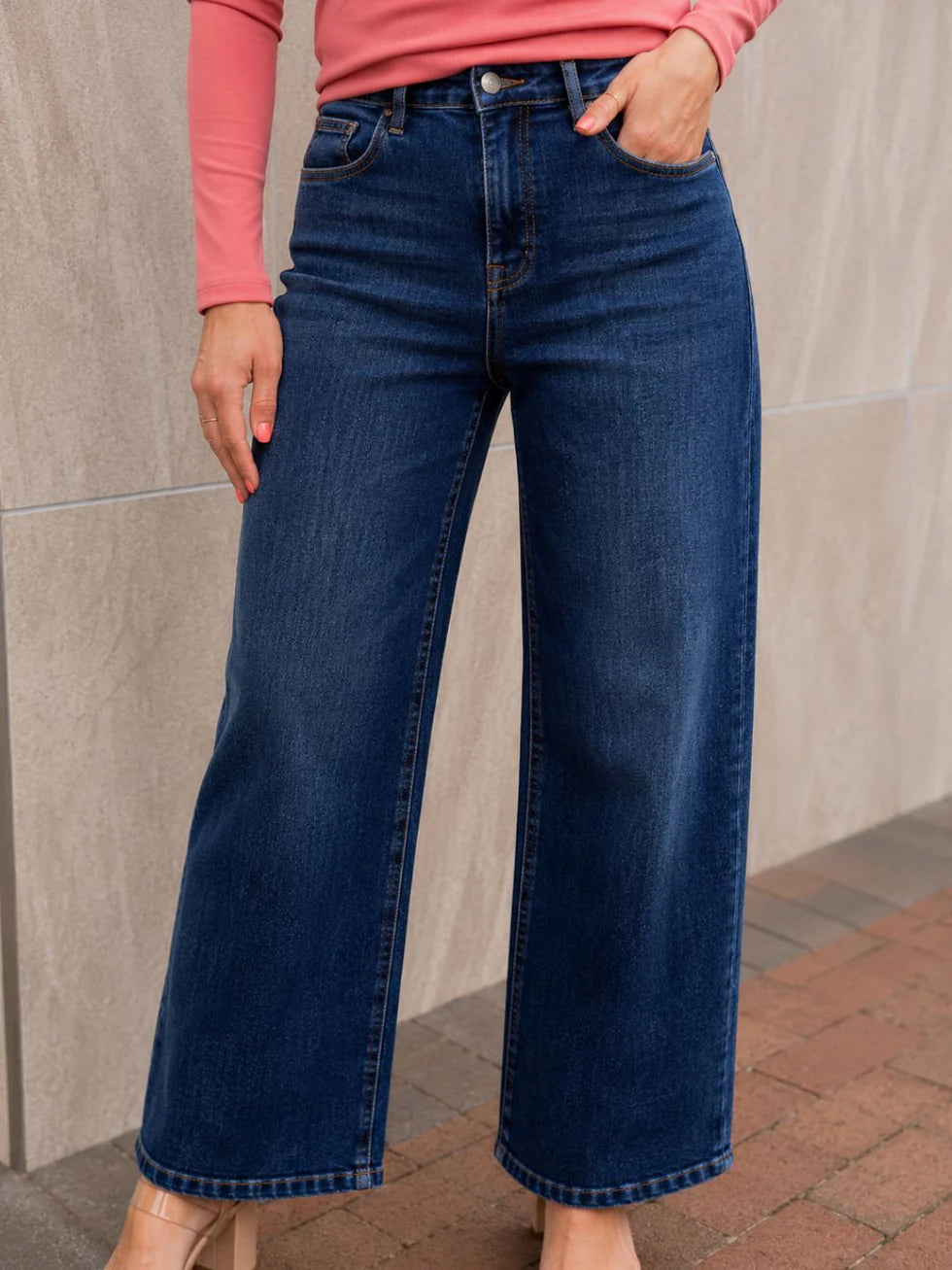 Dark Wash Straight-Leg Denim Blue
