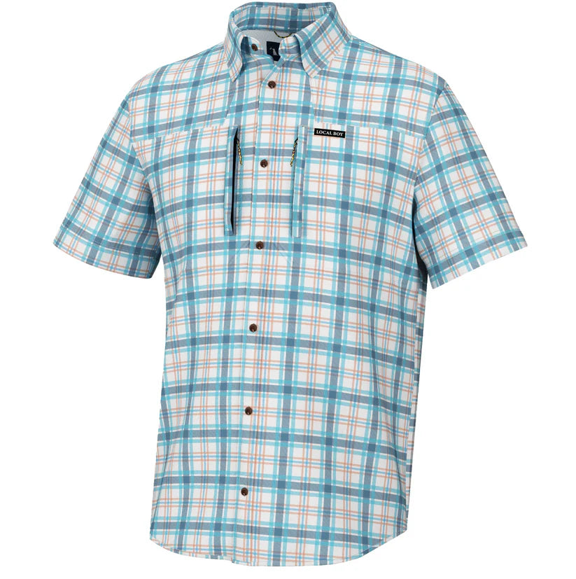 Backcountry SS Fishing Shirt Hutto LightBlue/Coral