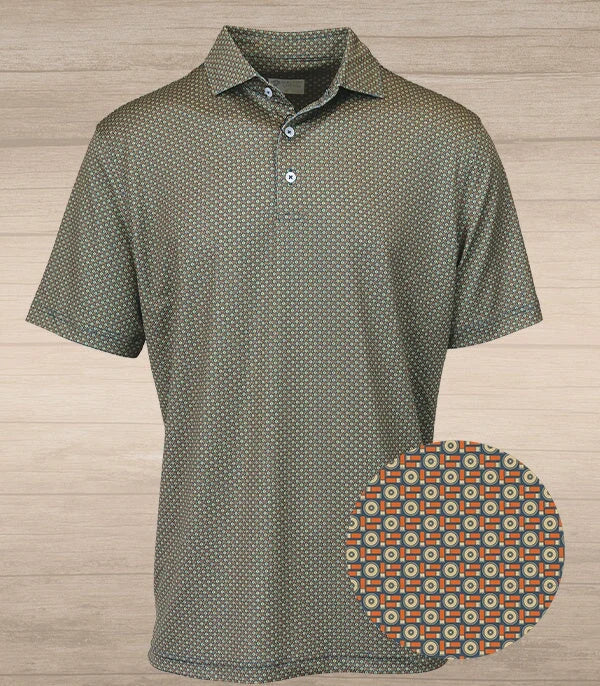 Shell & Brass Geo Perf. Polo - Navy & Brass