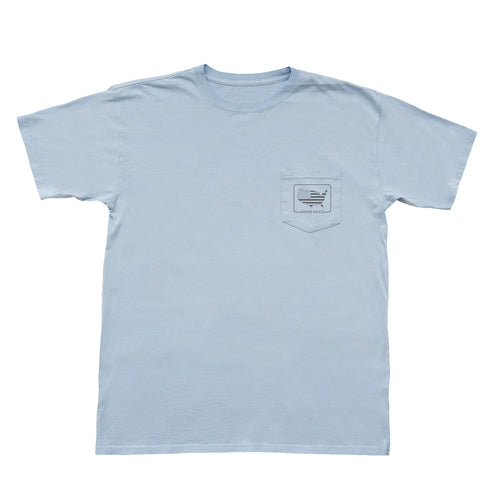 American Co Til I Die Eagle SS Pocket Tee- Barrier Blue