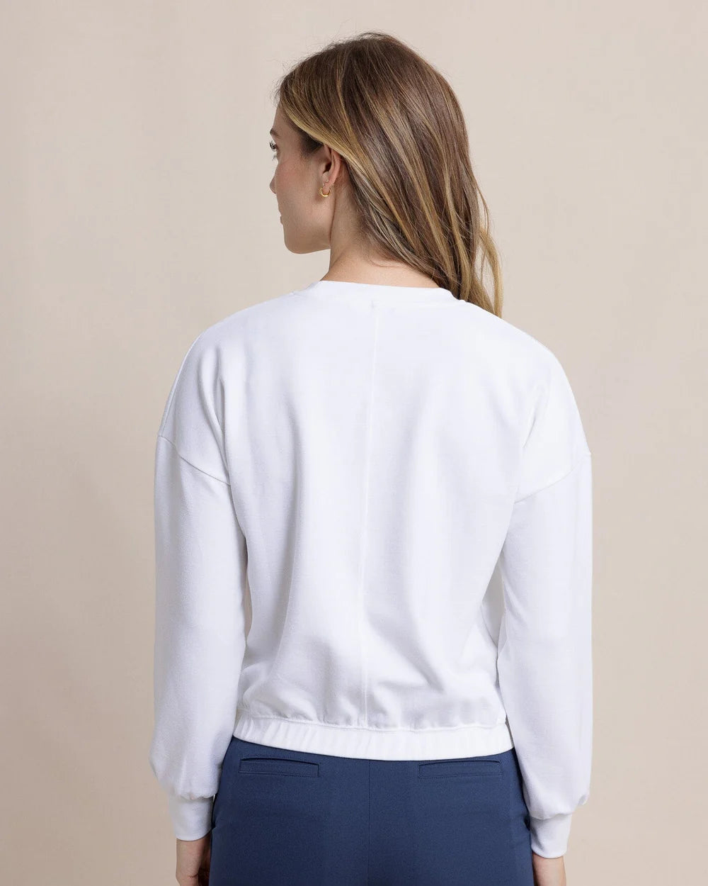Southern Tide Addison Interlock Crew - White