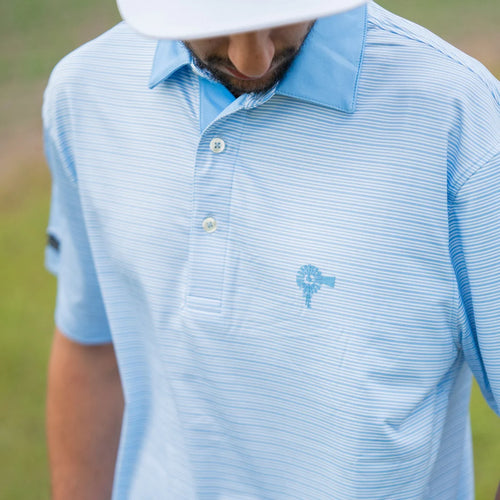 Blue Sky Stripe Performance Polo