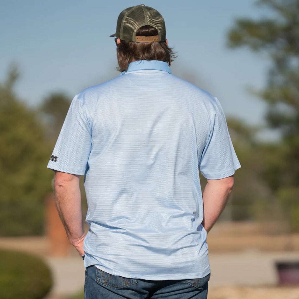 Blue Sky Stripe Performance Polo