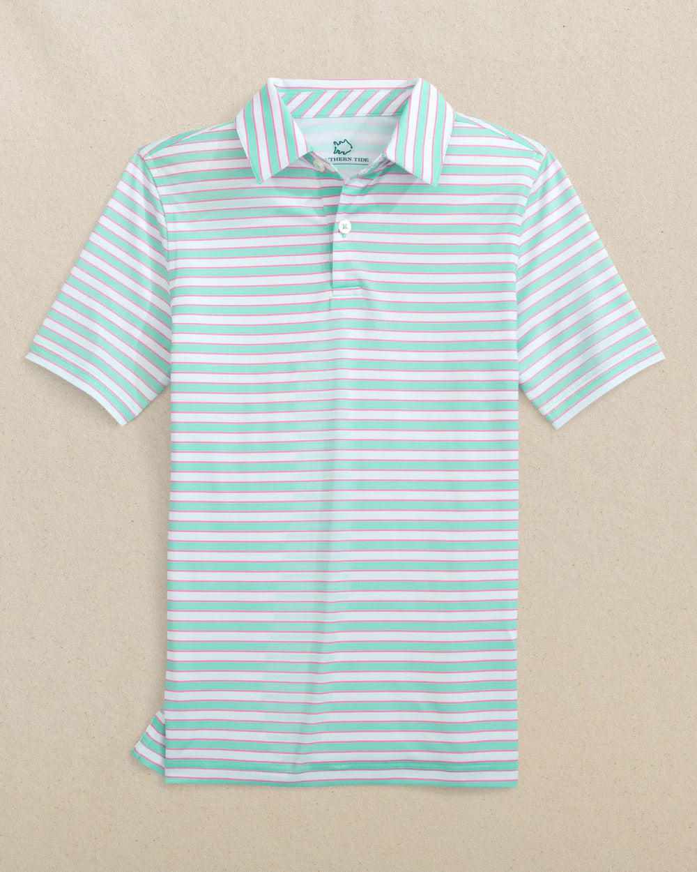 Youth SS Driver Waterway Stripe Perf Polo