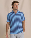 Heather Stripe Coastal Breeze Polo - Heather Ocean Channel