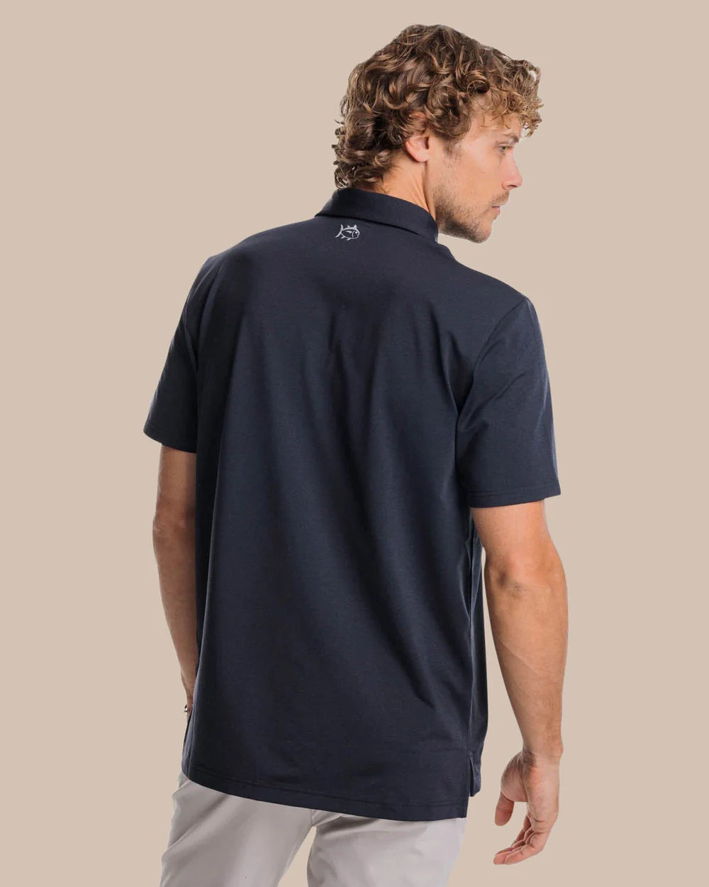 M SS Coastal Breeze Heather Perf Polo Caviar Black