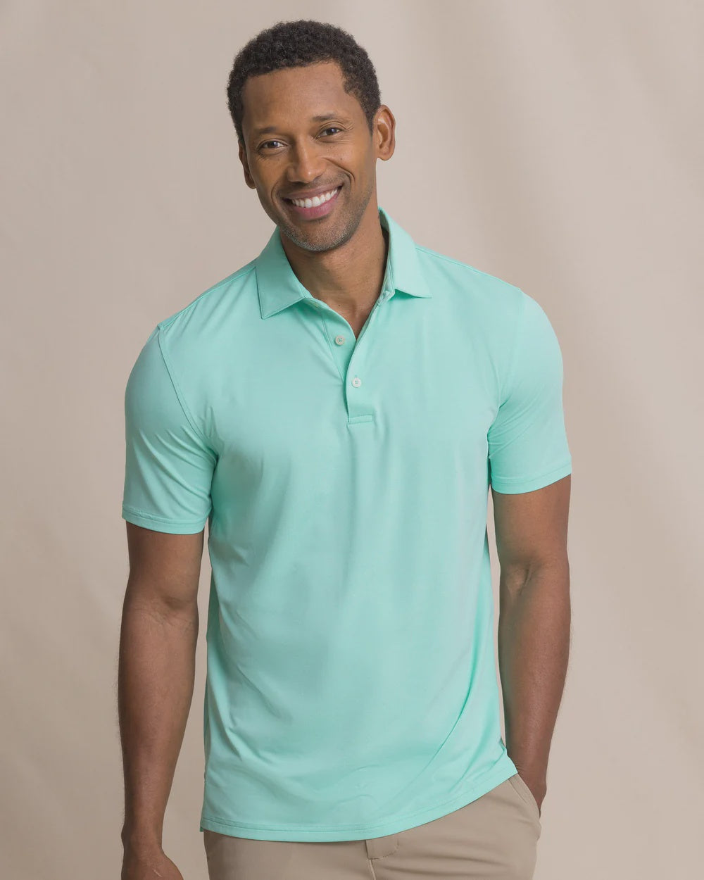 M SS Coastal Breeze Heather Perf Polo Gulf Shore