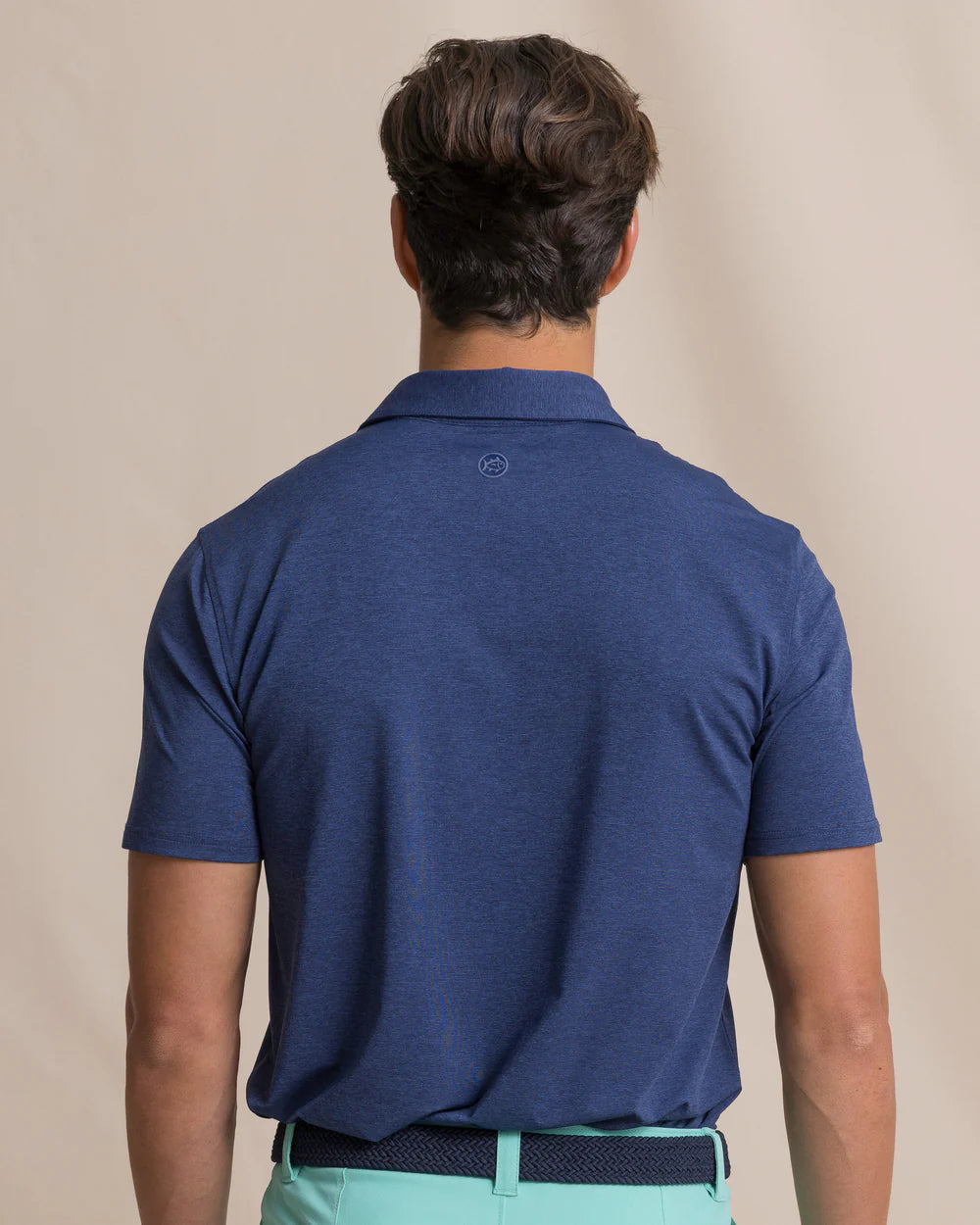 M SS Coastal Breeze Heather Perf Polo Nautical Blue