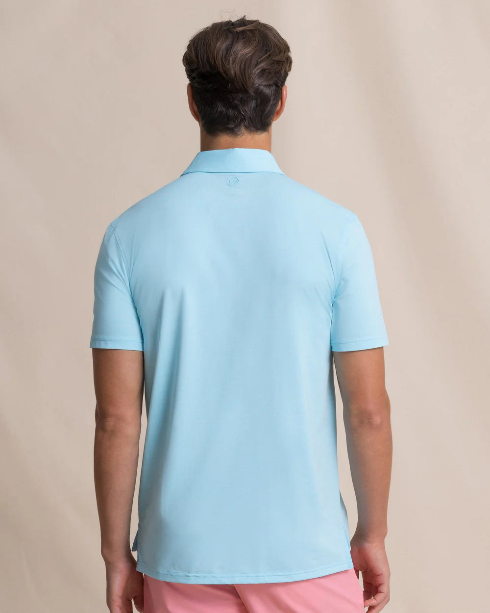M SS Coastal Breeze Heather Perf Polo Tropical Breeze Blue