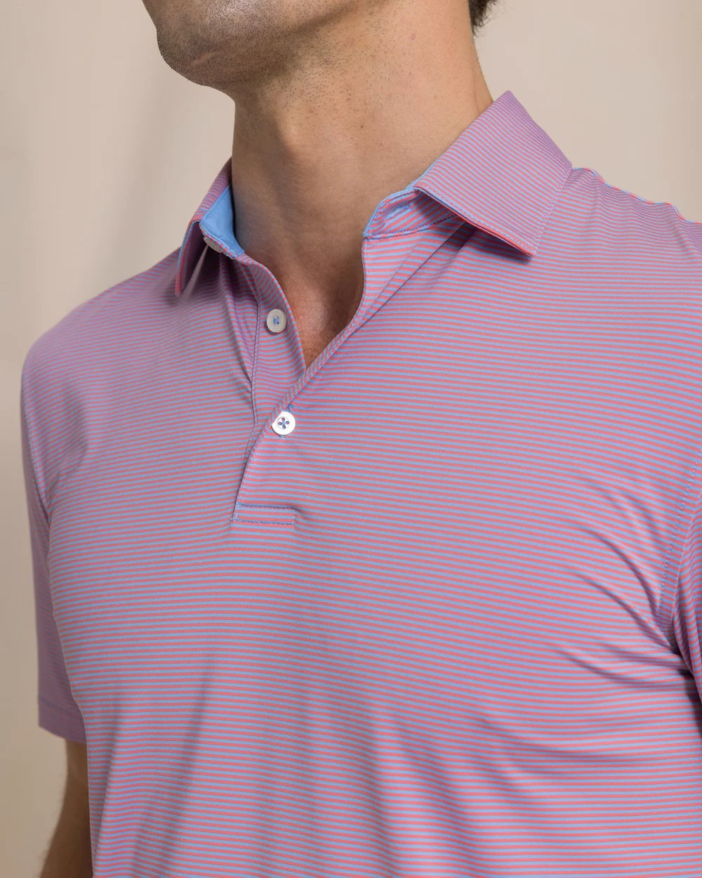 Coastal Breeze Meadowbrook Stripe Polo - Coral Beach