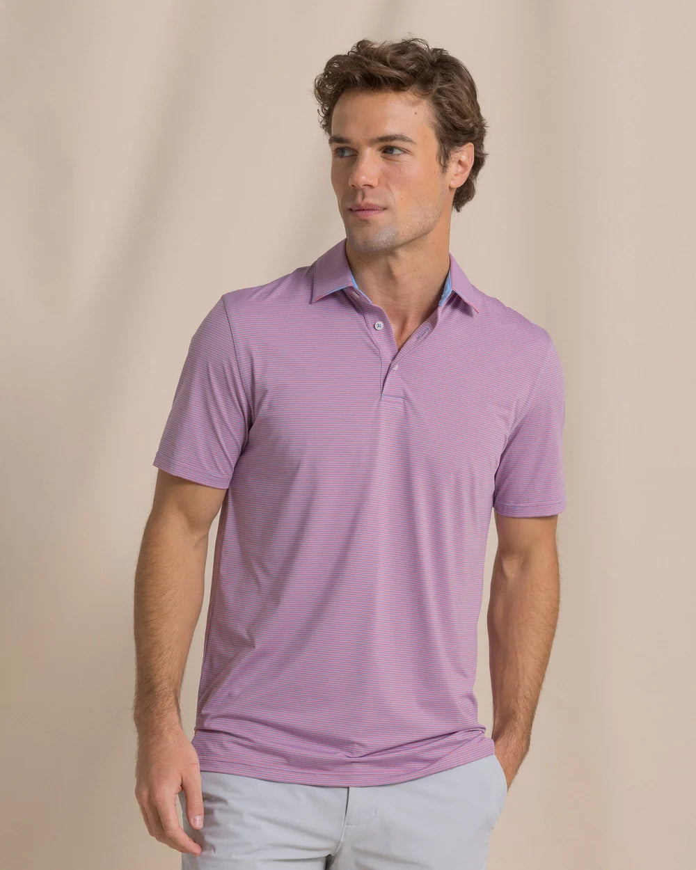 Coastal Breeze Meadowbrook Stripe Polo - Coral Beach