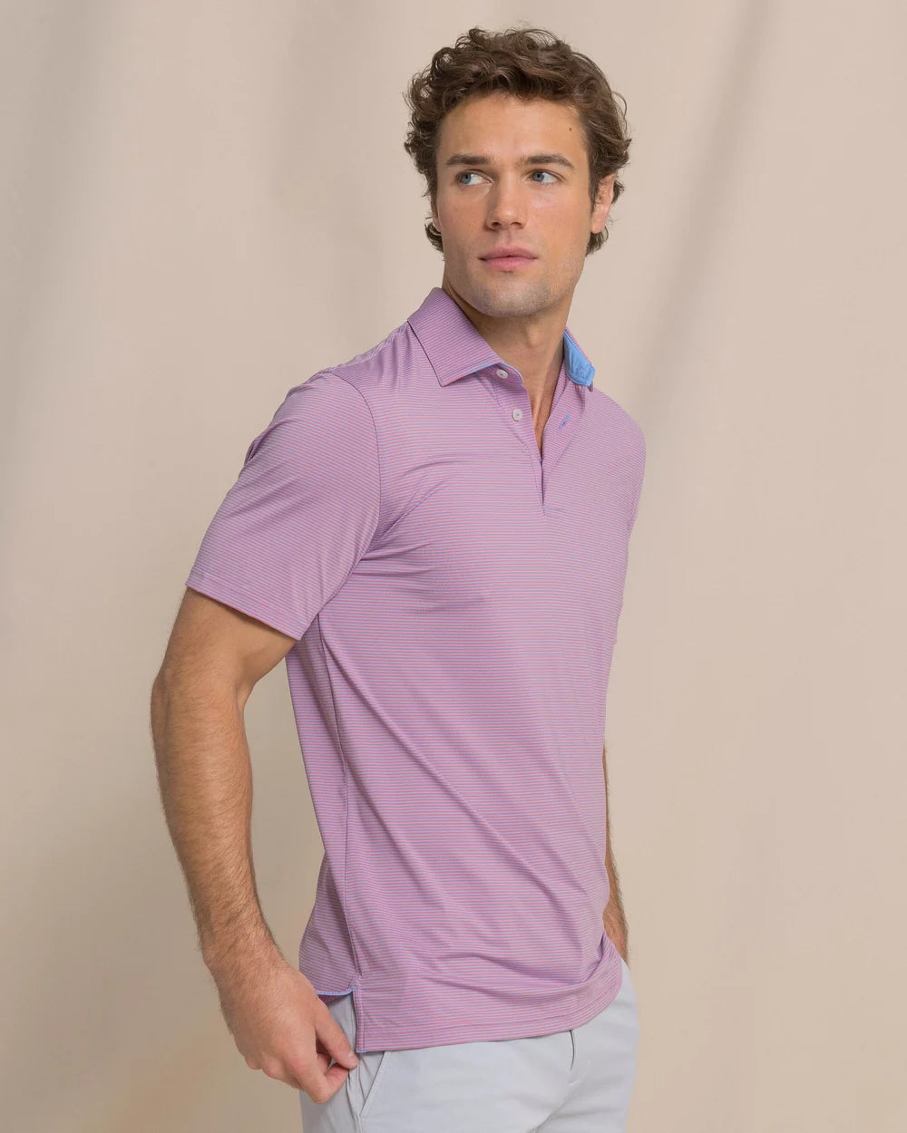 Coastal Breeze Meadowbrook Stripe Polo - Coral Beach