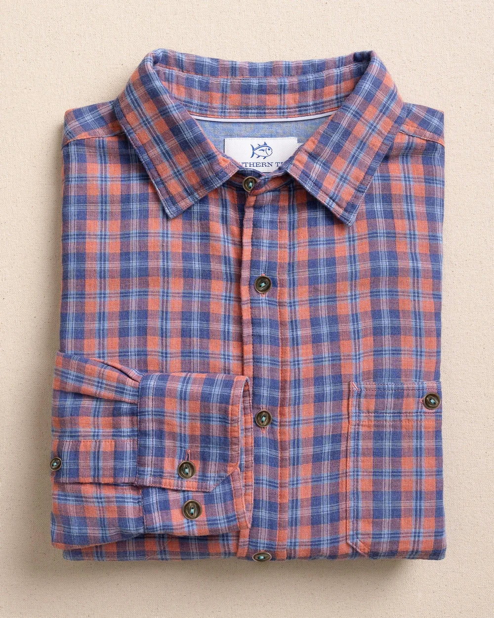 Coral Cove Heather Double Cloth Sport Shirt - Heather Coral Beach