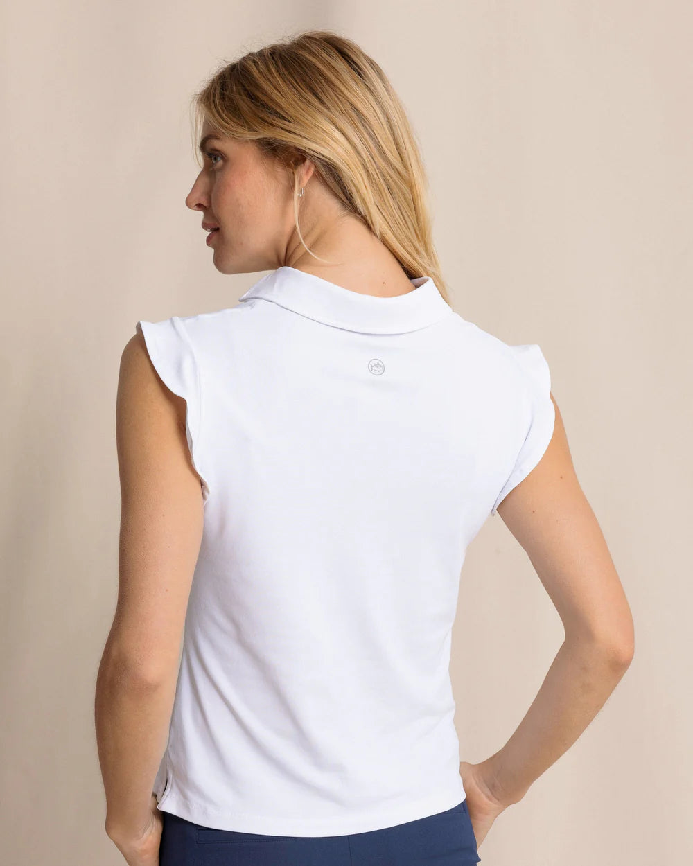 W Dayna Active Ruffle Polo Tank Classic White