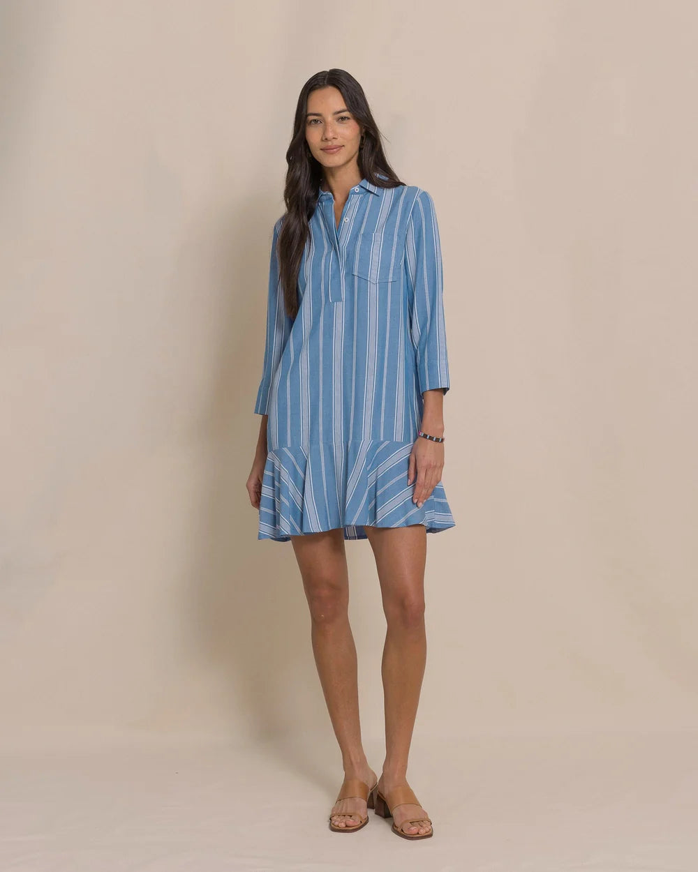 W Delilah Stripe Popover Dress - Nautical Blue