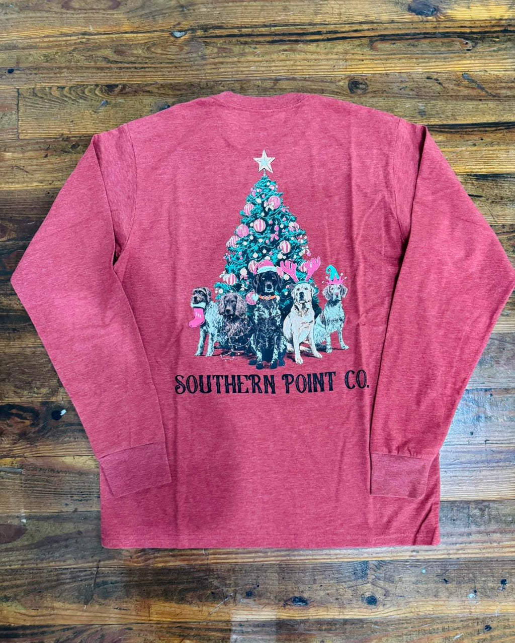 Gun Dog Christmas LS Pocket Tee Chili Oil