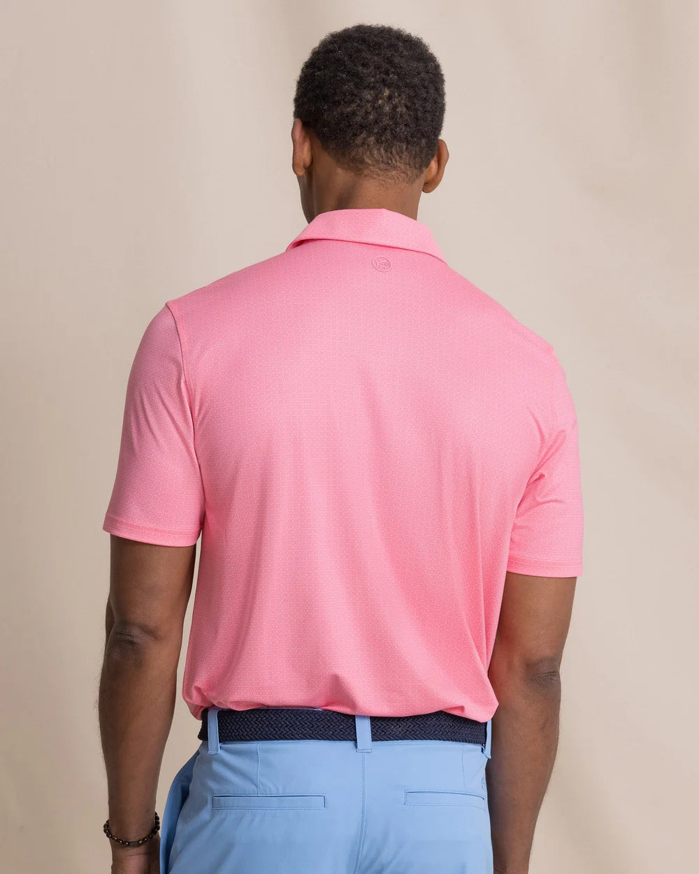 M SS Driver Seaside Geo Polo Sea Pink